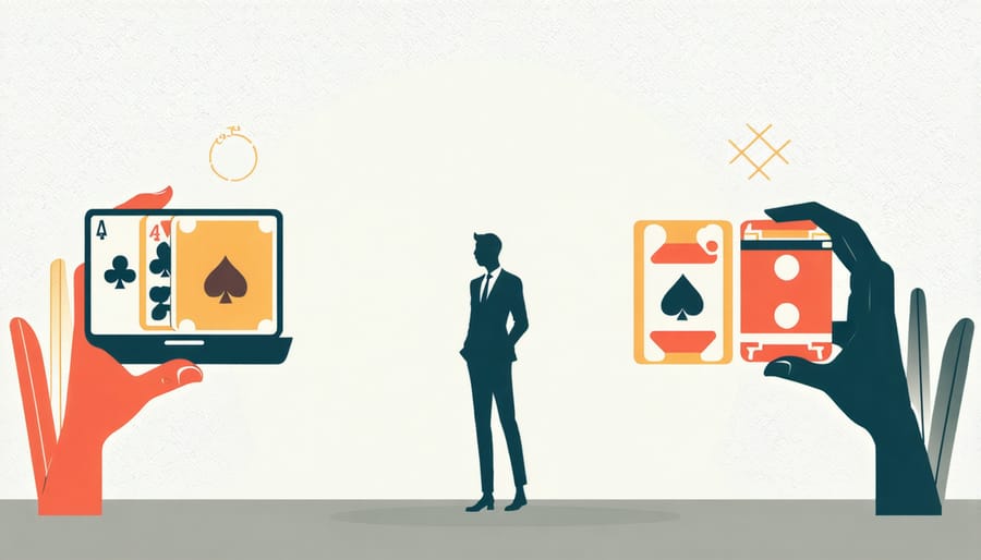 Illustration showing shared engagement methods in educational and casino games, like rewards and interactive experiences